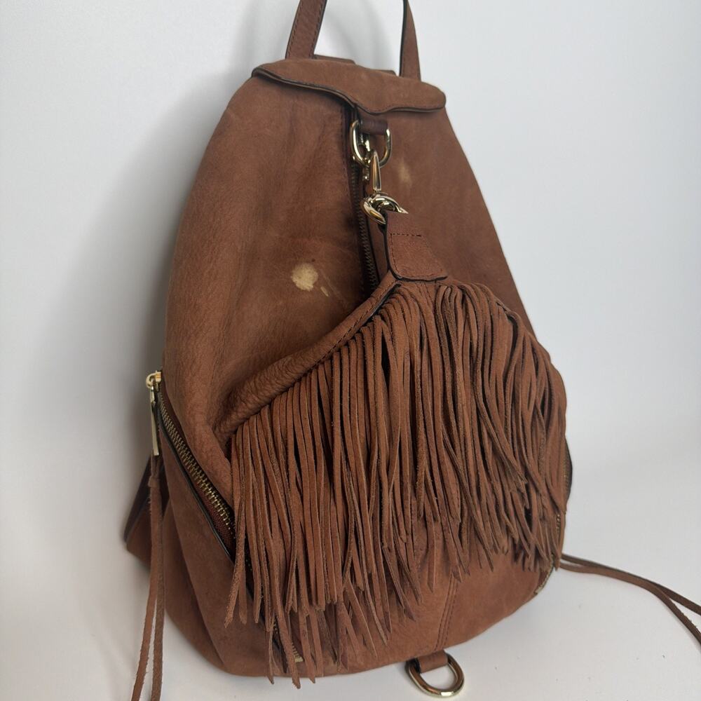 Rebecca Minkoff Julian Fringe Leather Backpack Brown | Boho Festival Bag - Picture 3 of 16